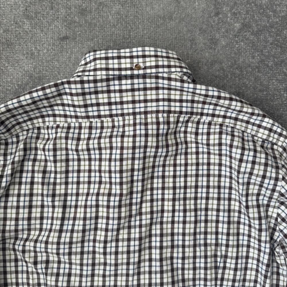 Eton Shirt Mens 16.5 42 Slim Brown Green Check Plaid Button Down Long Sleeve - Picture 11 of 12